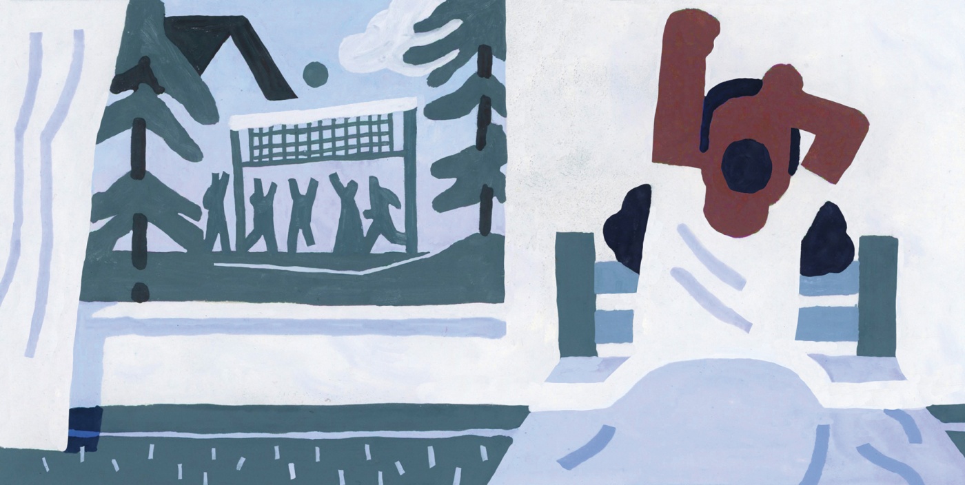 illustration of a late rising sleep camper 